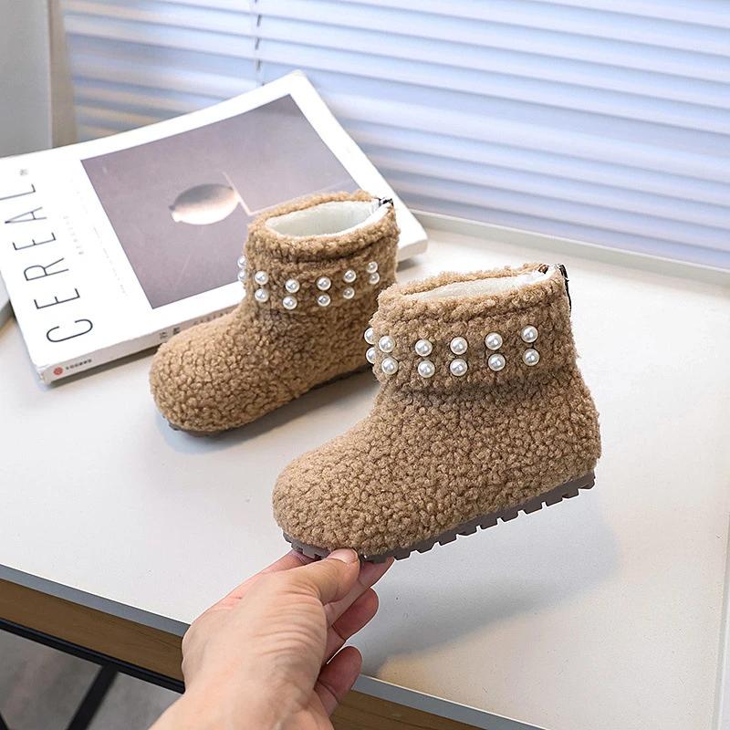 Winter Children's Snow Boot Warm Versatile Girls Fashion Ankle Boots Fashion Sweet Kids Causal Cotton Boots Elegant Round-toe