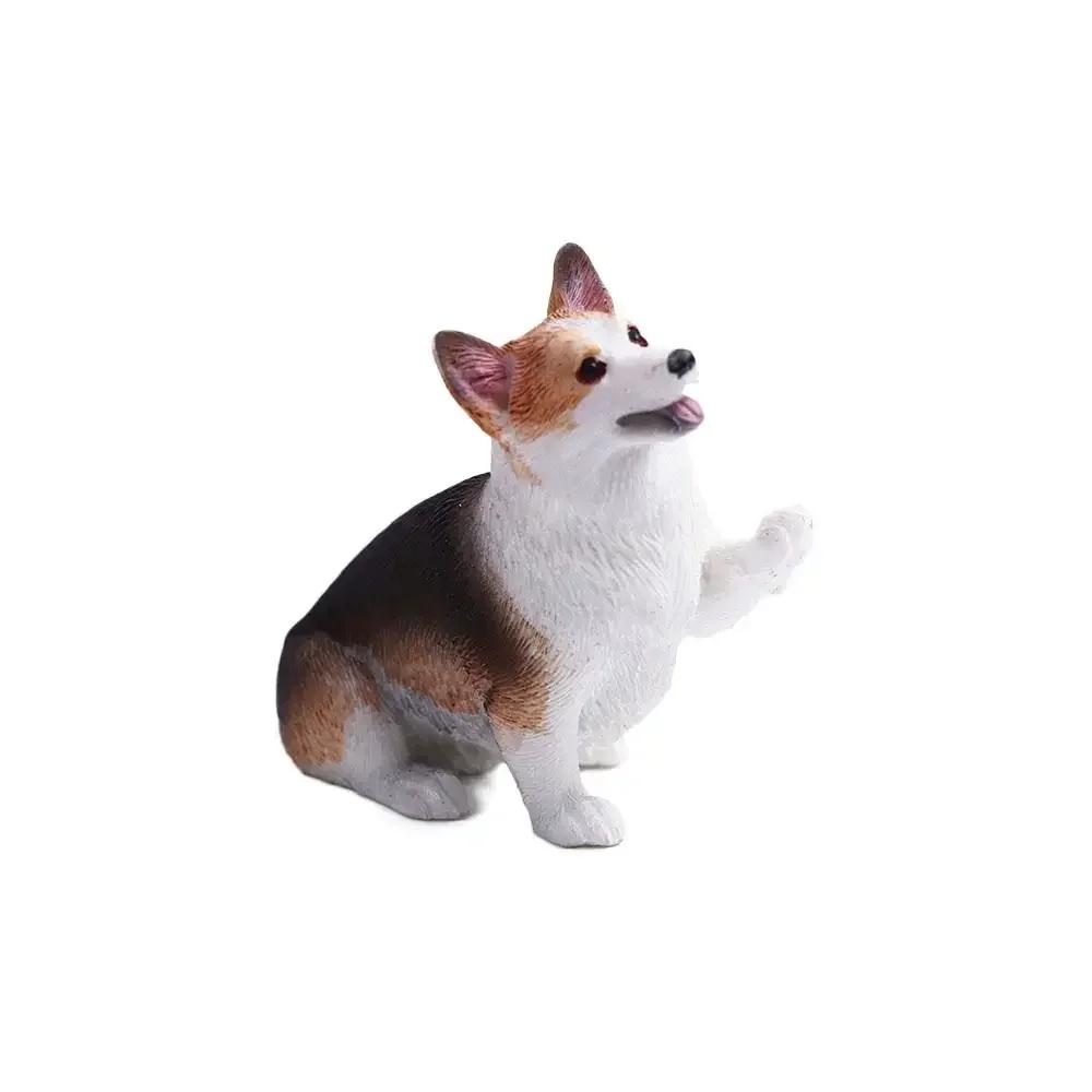 Figurines Mignonnes de Chiens de Simulation Miniatures Mini Animaux Corgi Modèle en Résine Ornement de Voiture pour Décoration de Maison Accessoires Cadeau pour Enfants