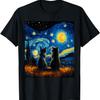 Black Cats Lover Starry Night Vincent Van Gogh T-Shirt