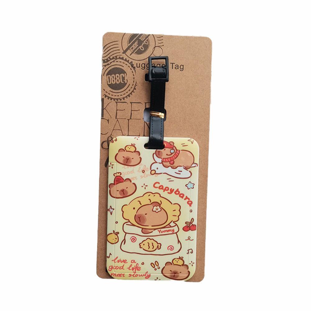 Cartoon Capybara Travel Luggage Tag Name Address Tel Soft Silicone Baggage Labels Mark Hanging Sign Board Baggage Tags