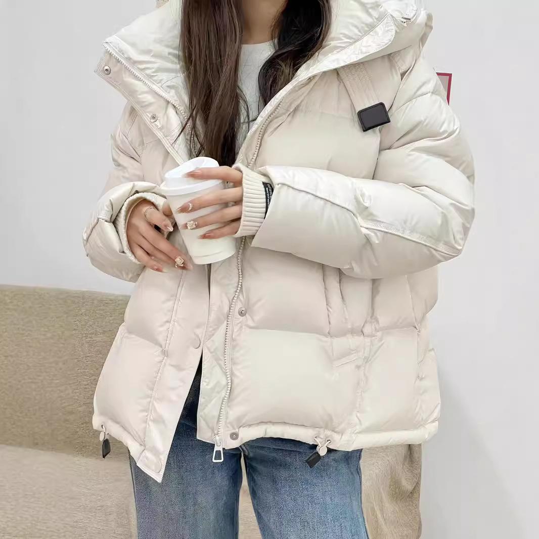 

Зимняя женская куртка-пуховик с капюшоном, утепленная короткая куртка, женская повседневная универсальная верхняя одежда M белый