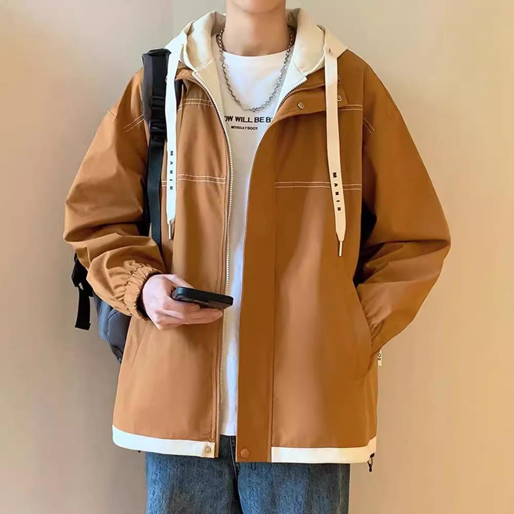 Fake Two-piece Jacket Men's Spring and Autumn Work Jacket Teenager Trendy Outdoor Charge Clothes