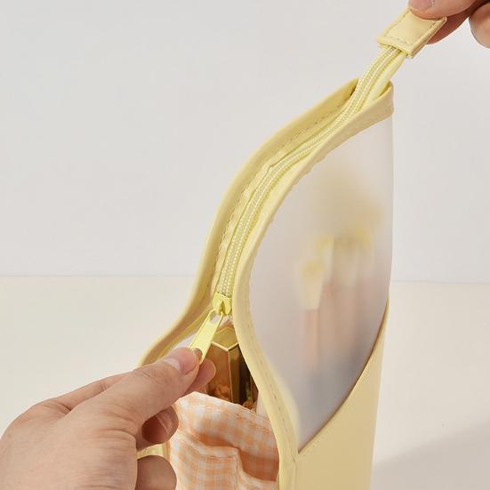 Bolsa de Armazenamento para Pincéis de Maquiagem, Organizador Vertical à Prova d'Água em Couro PU, com Janela Fosca, Porta-Retrato Portátil para Viagem