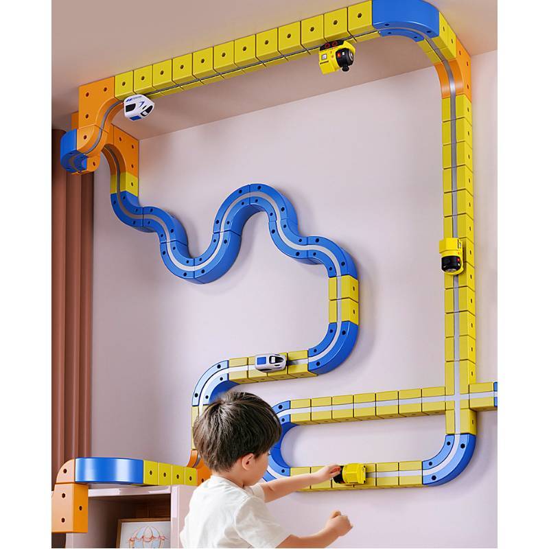Childrens Magnetic Track Toy With Diy Rail System For Creative Building Play