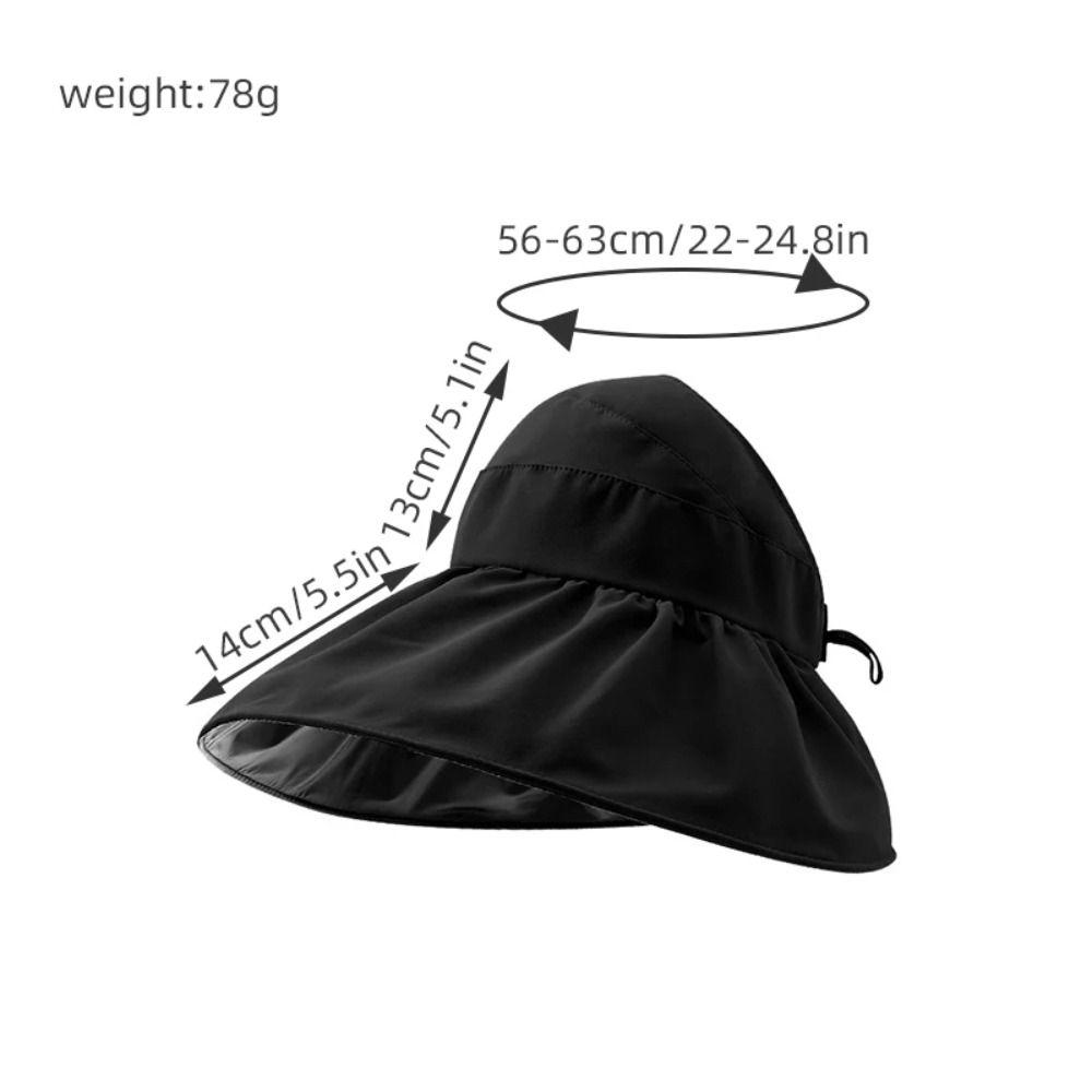 Sunscreen Black Vinyl Sunshade Hat UV Protection Empty Top Hats Retro Sun Protection Cap  Summer