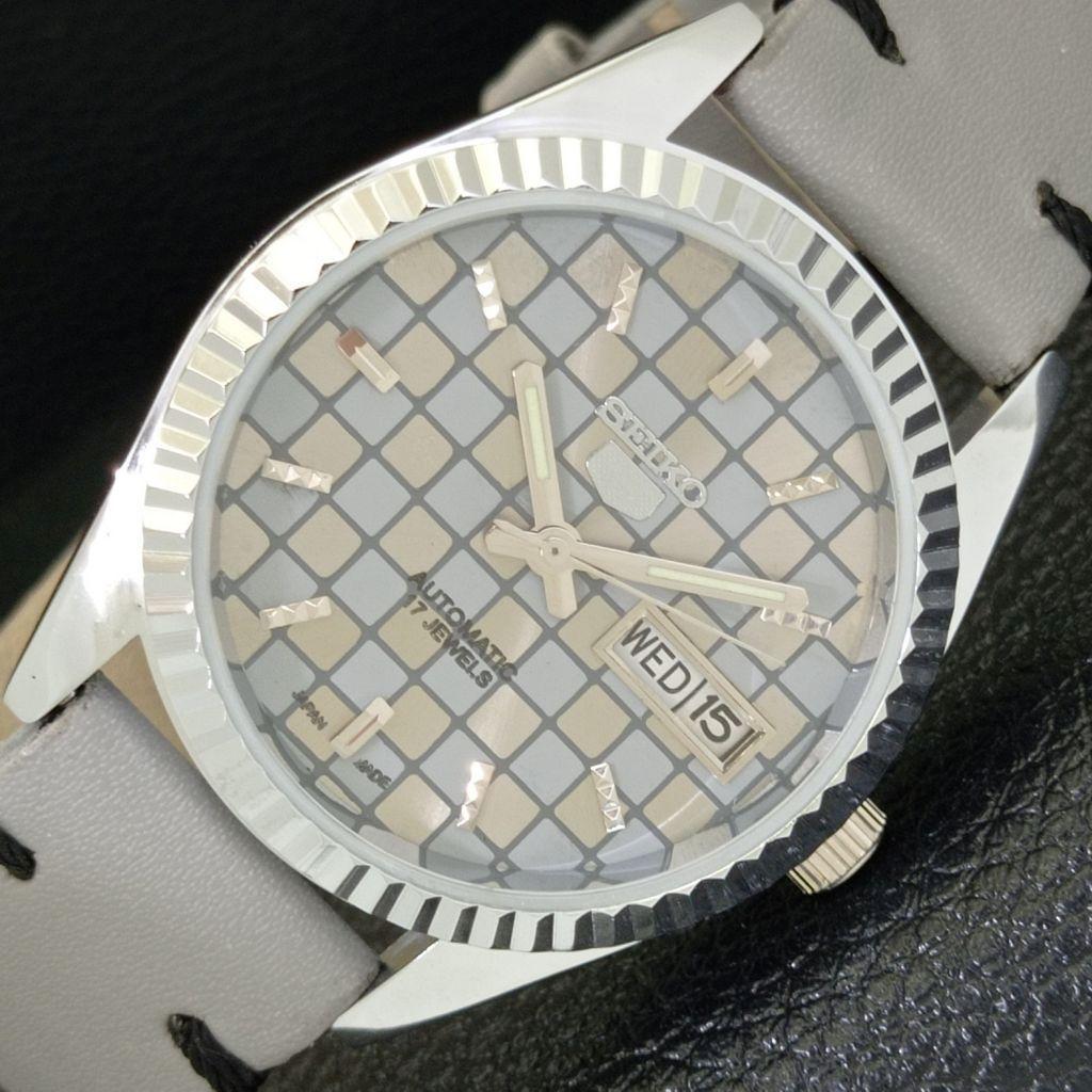 VINTAGE REFURBISHED SEIKO 5 AUTOMATIC JAPAN MENS GREY COLOR DIAL WATCH A440349-4 Sk-a440349