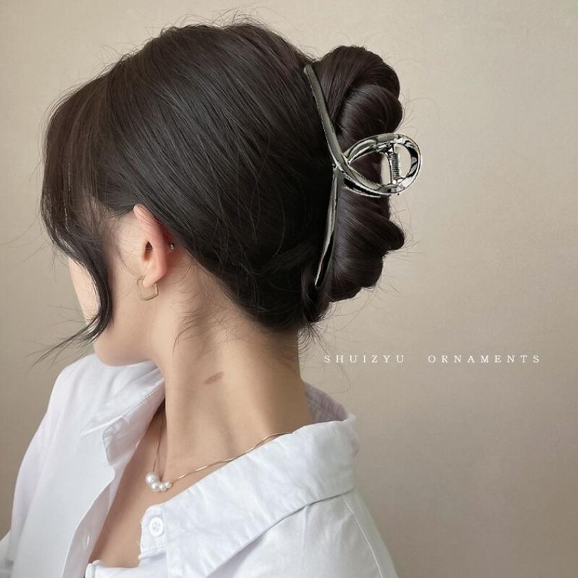 Fashion Large Metal Hair Claw For Women Gold Silver Color Cross Crab Hair Clip Korean Elegant Hairpin Girl Hair Accessories