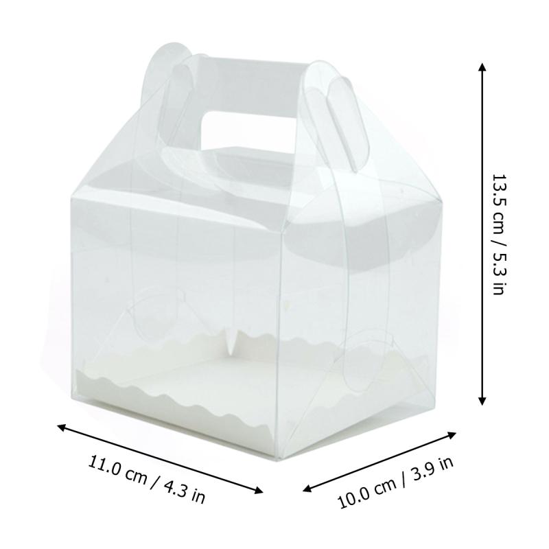 5 Pcs Bottom Bracket Handheld Clear Cupcake Boxes Transparent Handle with Birthday Plastic Heighten Packing