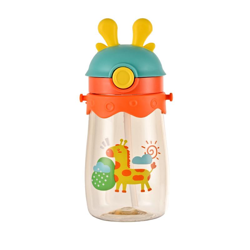 Latest Children Cartoon Straw Cup with Strap Summer Water Bottle Kindergarten Baby Water Bottle Portable Baby Water Glass