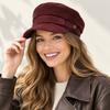 Autumn Winter Flat Top Baseball Caps Metal Buckle Octagonal Beret Hat Retro Artist Cap  For Women