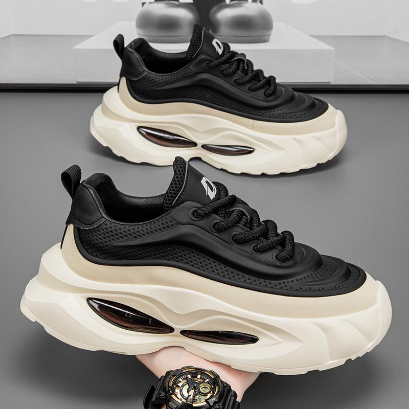 Autumn New Sports Shoes Men's Versatile Breathable Running Shoes Platform-soled Air Cushion Heightening Ins Dad Shoes