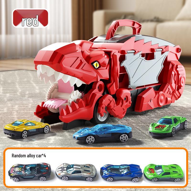 Dinosaur Devouring Car: Transforming Track & Storage Toy for Kids