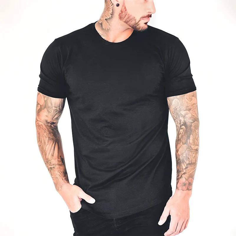 Men's Casual Slim Fit Short Sleeve T-Shirts Classic Solid Cotton Crew Neck Sports Tees Tops Summer Gym T Shirts Fitness Clothing