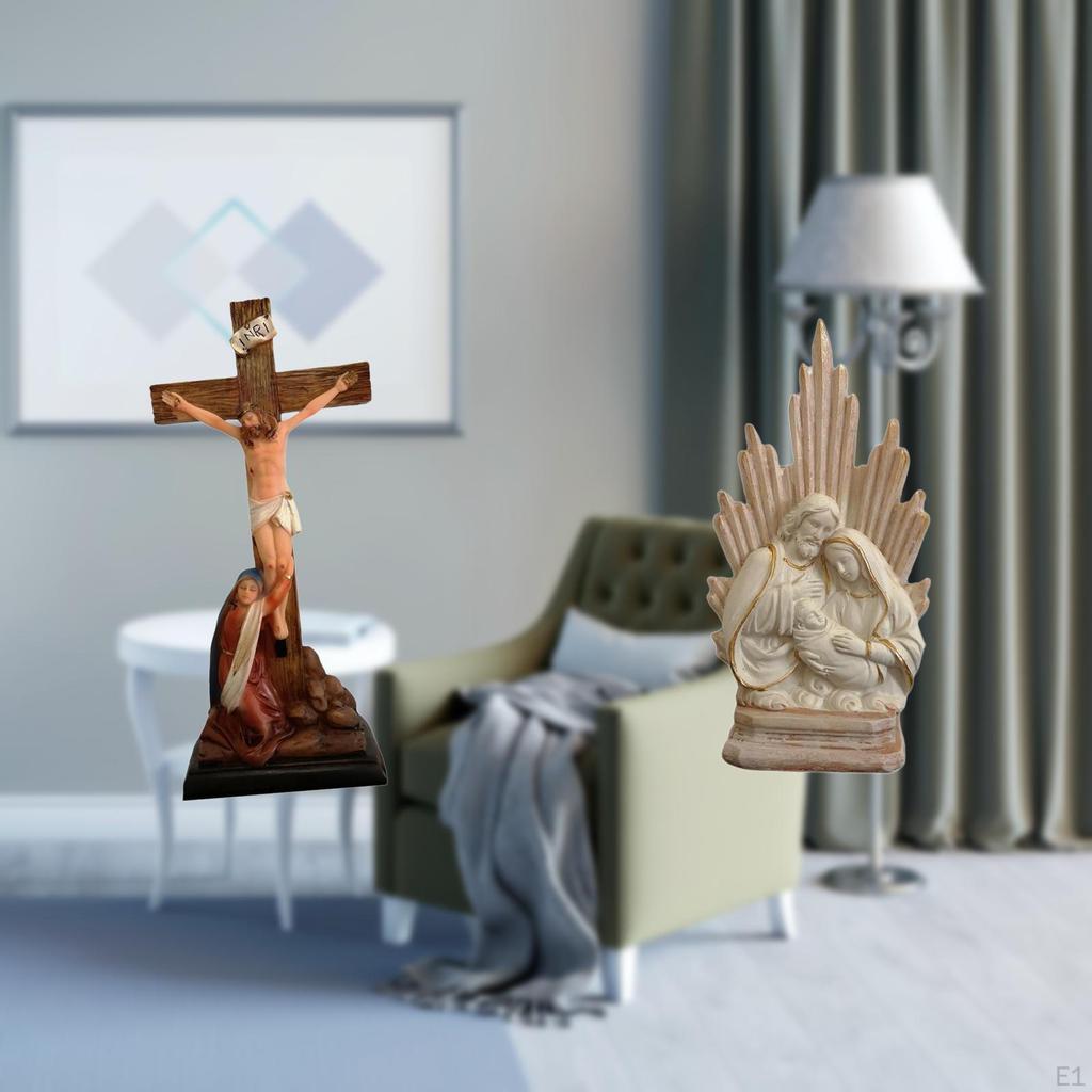 Holy Family Jesus Sculpture Classic Christian Catholic Mother Mary Statue Resin Figurine