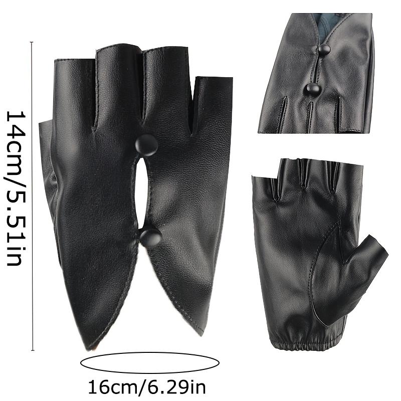 1 Pair Half Finger All-match Dance All-match Gloves Elegant PU Leather Fashionable Performance Light Luxury Art Thin 16x14cm