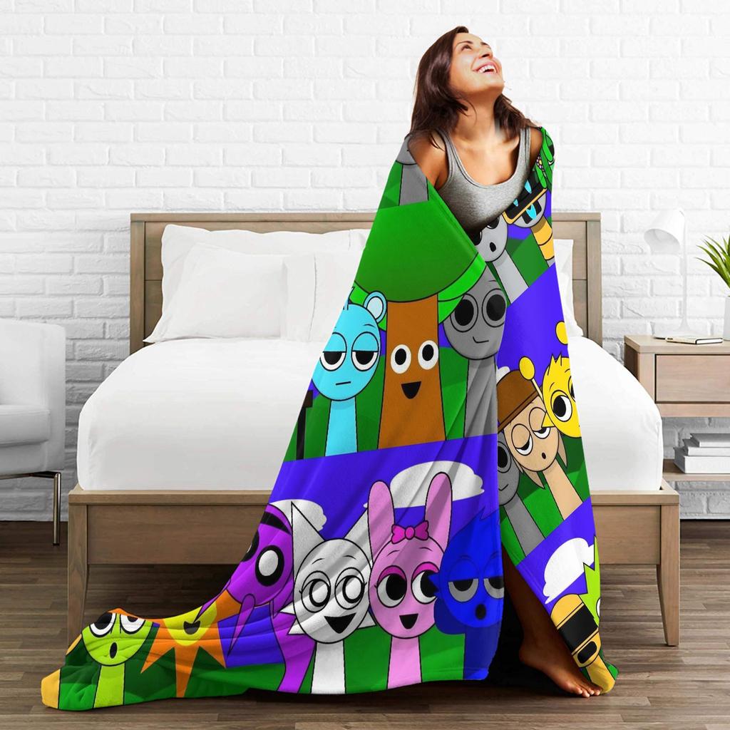 Horror Sprunki Beats Music Game Blanket Flannel Funny Warm Throw Blankets for Home Restaurant Autumn/Winter,