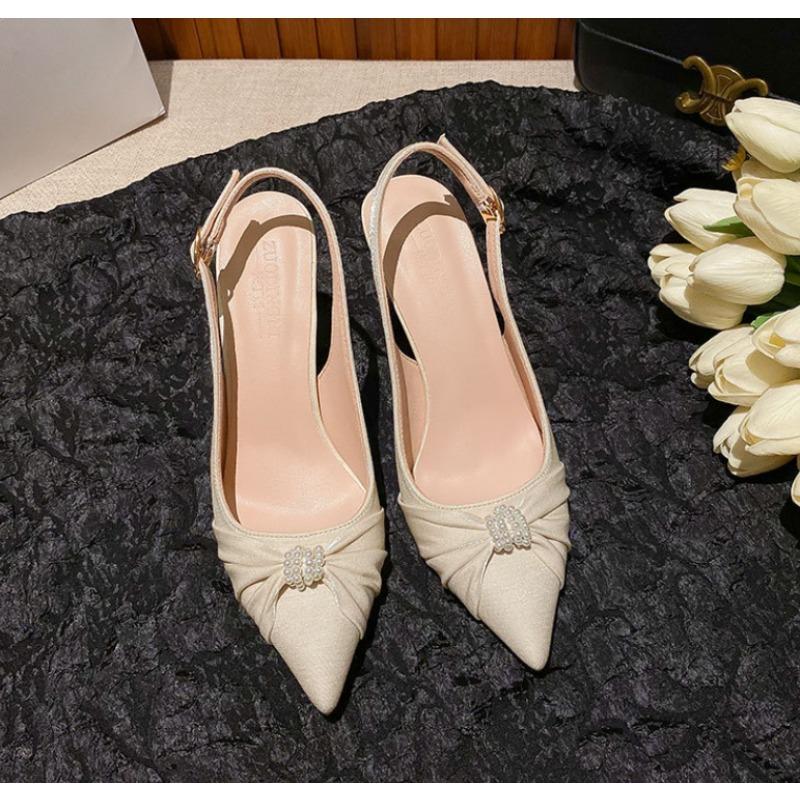 

Sexy High Heels Pointed Sandals Elegant Summer Satin Suspender Wedding High Heels Trendy Dress Banquet Women s Shoes Size 31-44 32