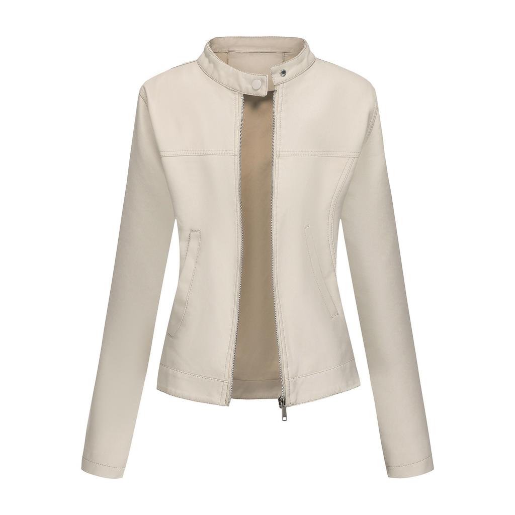 Casual Leather Jacket for Women, Stylish European-American Style, Suitable for Spring and Autumn.