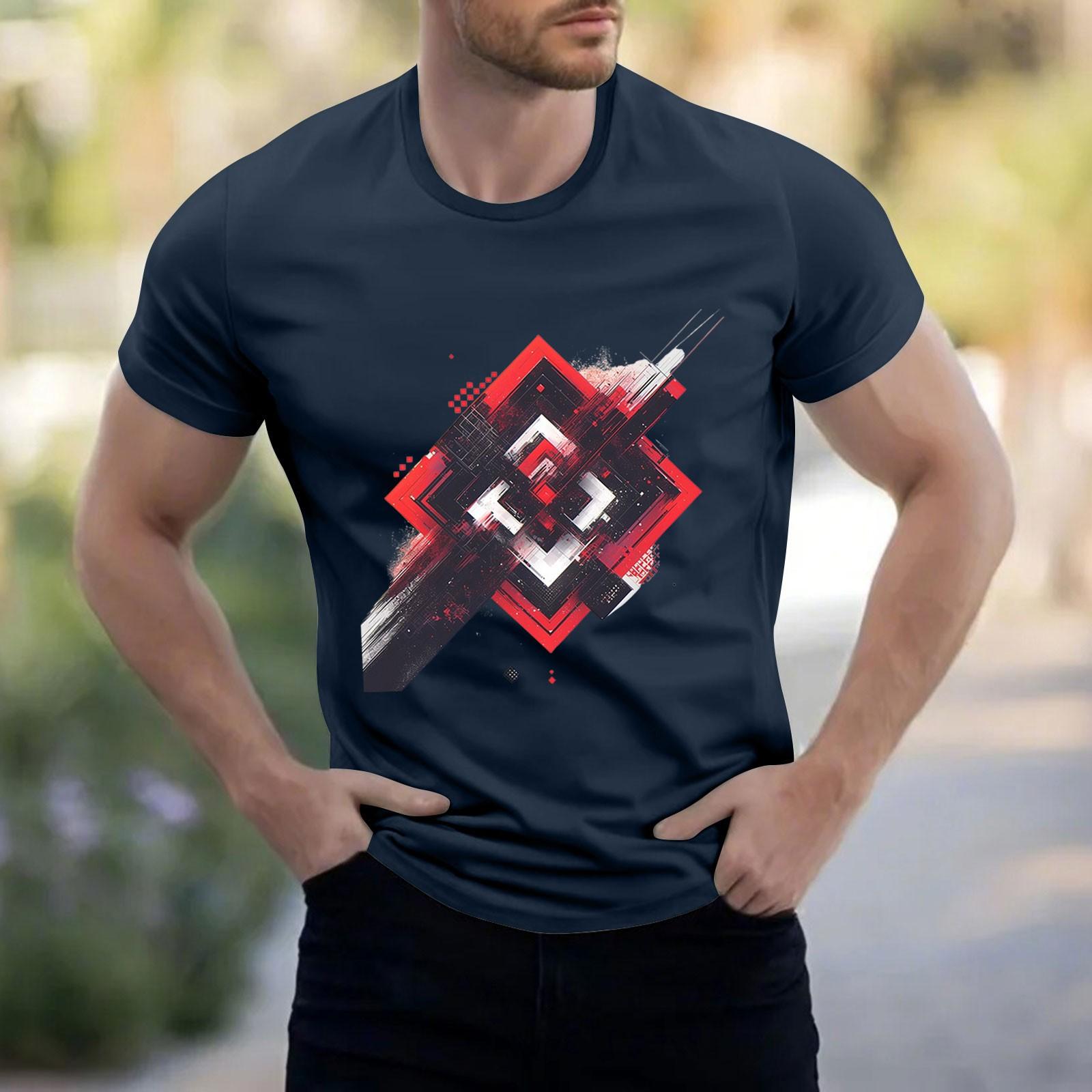 Мужская рубашка с воротником-стойкой и коротким рукавом свободная рубашка для отдыха и отдыха мужская XXXL тёмно-синий 1169₽