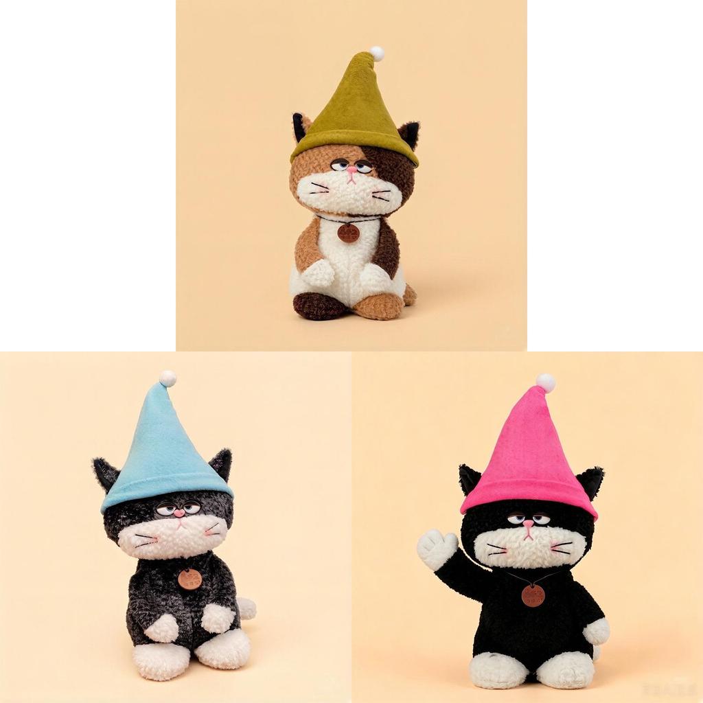 Plush Cat Toy With Lazy Witch Hat For Kids And Adults