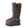 Grey two-wearing thick-soled snow boots for women 2025 winter new heightening thermal and piled thickened long-tube snow cotton shoes