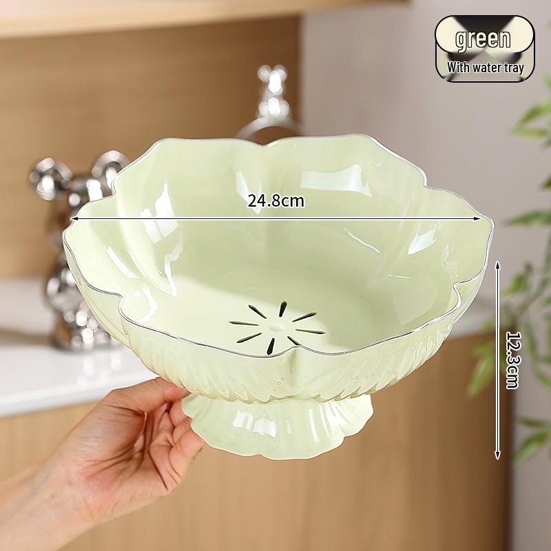 Elegant Crystal Footed Fruit Basket with Lace Design for Home Dining or Coffee Table.