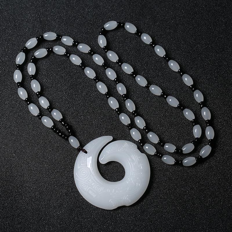 Versatile Jade-Style Lucky Pendant Necklace for Men and Women
