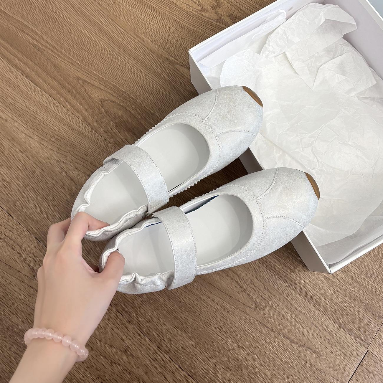 

Версия из мягкой кожи~ ретро липучка с туфлями Мэри Джейн балетного стиля, универсальная повседневная обувь с круглым носком и плоской подошвой для женщин 40