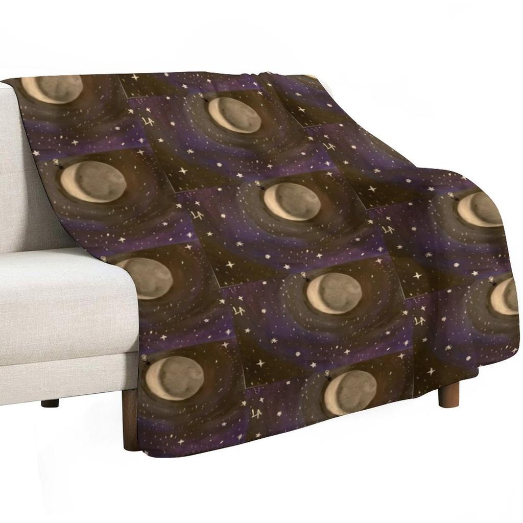 Moon Phase IV Waning Crescent Throw Blanket Long Lasting Soft Plush Blanket for Daily Use