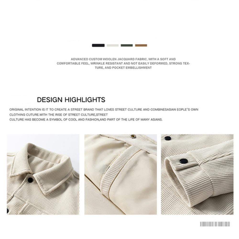 2025 Stylish New Men Corduroy Jackets Comfortable Windproof Male Clothes Casual Turn-down Collar Jacket Coats Plus Size Multiple Colors