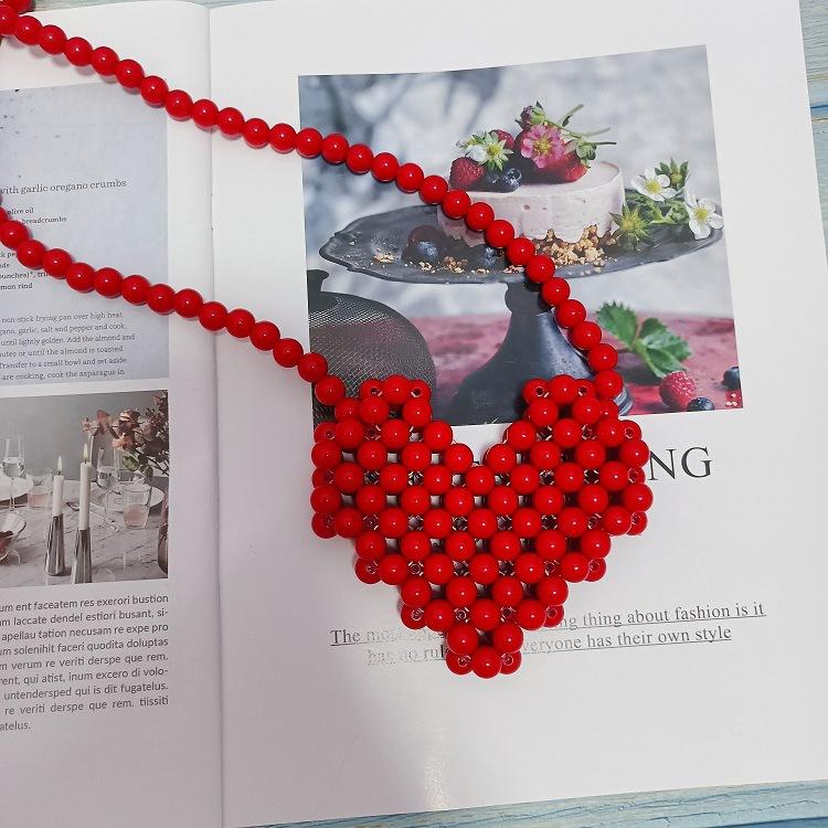 Mini Lipstick Handbags Pearl Women's Bag Crossbody Multicolor Love Shape Work Beads Women Spring and Summer All-match Fashion