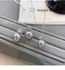 Xiao Xiangfeng Pearl Earrings & Zircon Pendant Necklace Set for Women - Hemp Gray, White, 5A Grade