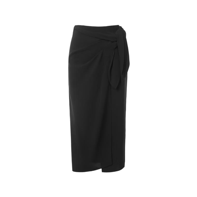 Langzi High-Waist Twisted Wrap Midi Skirt L чёрный