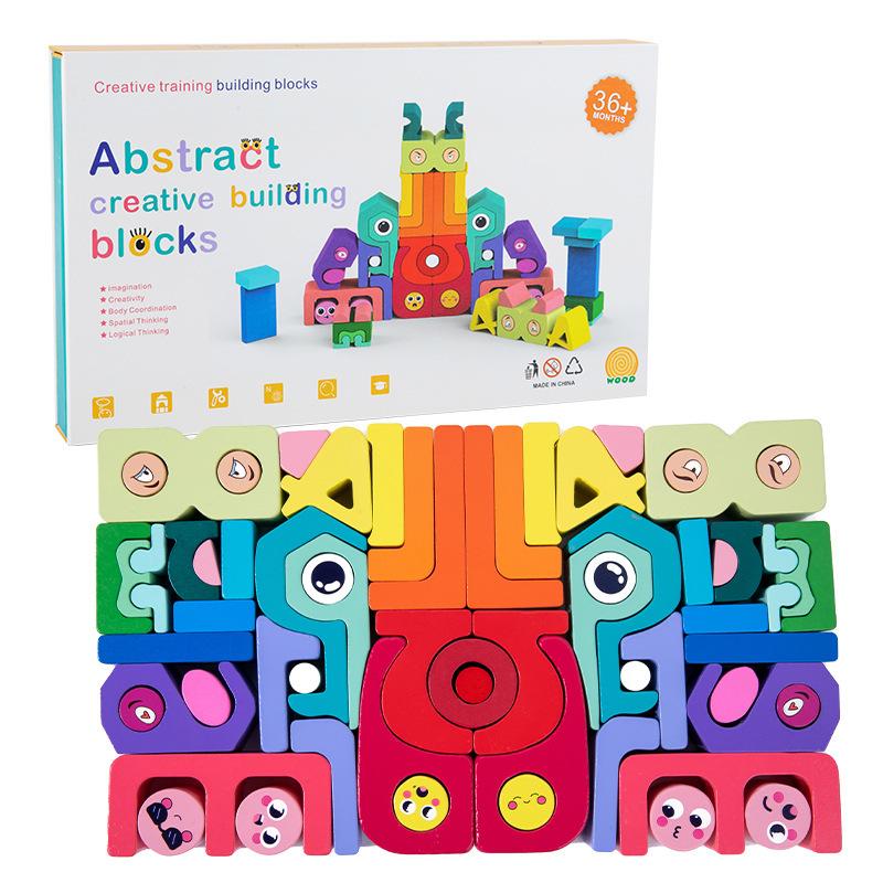 

Large particle three-dimensional abstract rainbow building block children s education educational digital collage creative tower stacking music toys