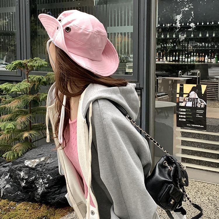 Drawstring Western Cowboy Hat Fisherman Hat Men and Women Spring and Summer Breathable Sunscreen Outdoor Mountaineering Fishing Hat