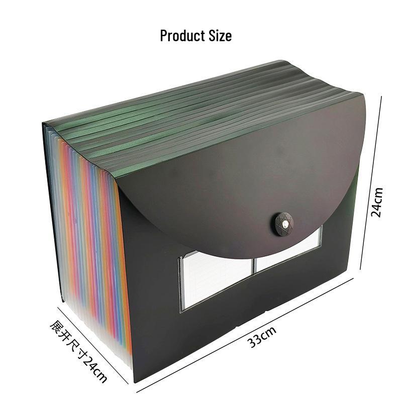 Многослойная папка-гармошка формата А4 с клапаном на резинке - Офисный органайзер на 25 секций чёрный