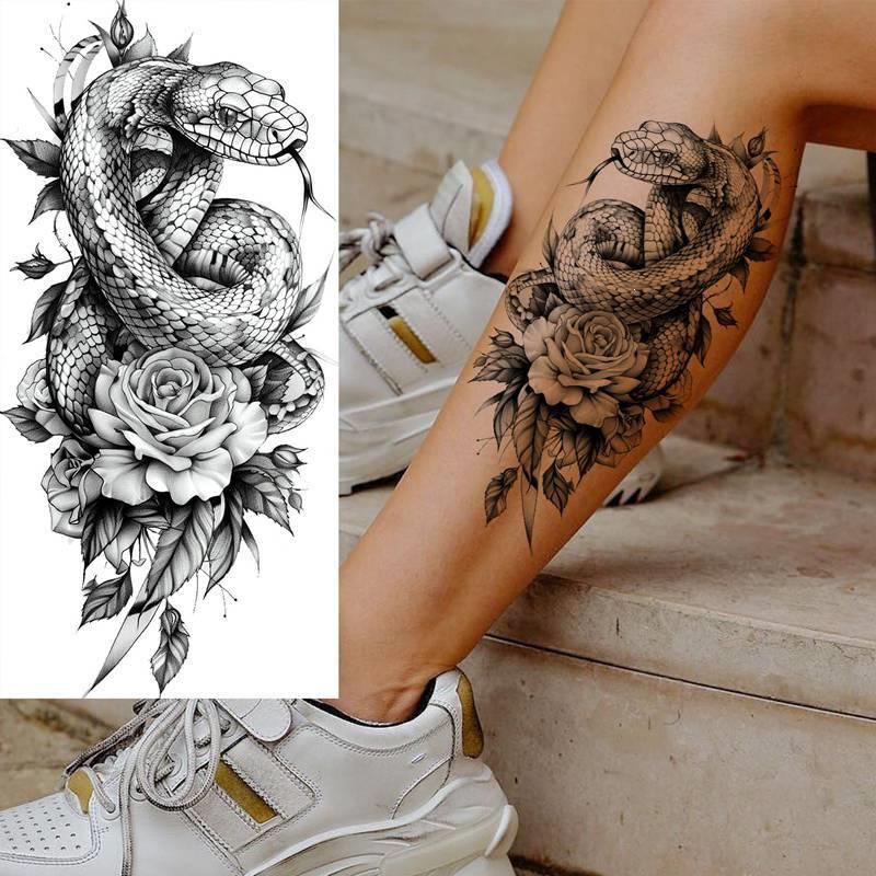 Kreativer Schlangen- & Skorpionblumen-Tattoo-Aufkleber - Temporäres Armdesign