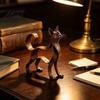 Cat Lover Birthday Presents Metal Hollow Figurine, Retro Silhouette Art Sculpture, Rustic Unique Desk Ornaments Statue for Home Decor Living
