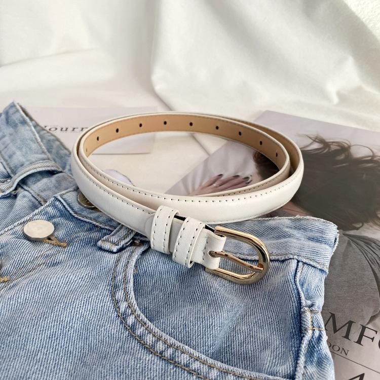 

Vintage Leather Belt For Women Stylish Jeans Belt Summer Essential Versatile Thin Decoration Pants Belt Ideal For Everyday Use 105cm белый