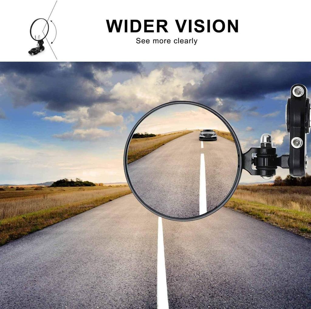 KAWELL 55-AT652 Motorcycle Mirror, Bar End Mirror, Handle Mirror, Bike Mirager, Left and Right