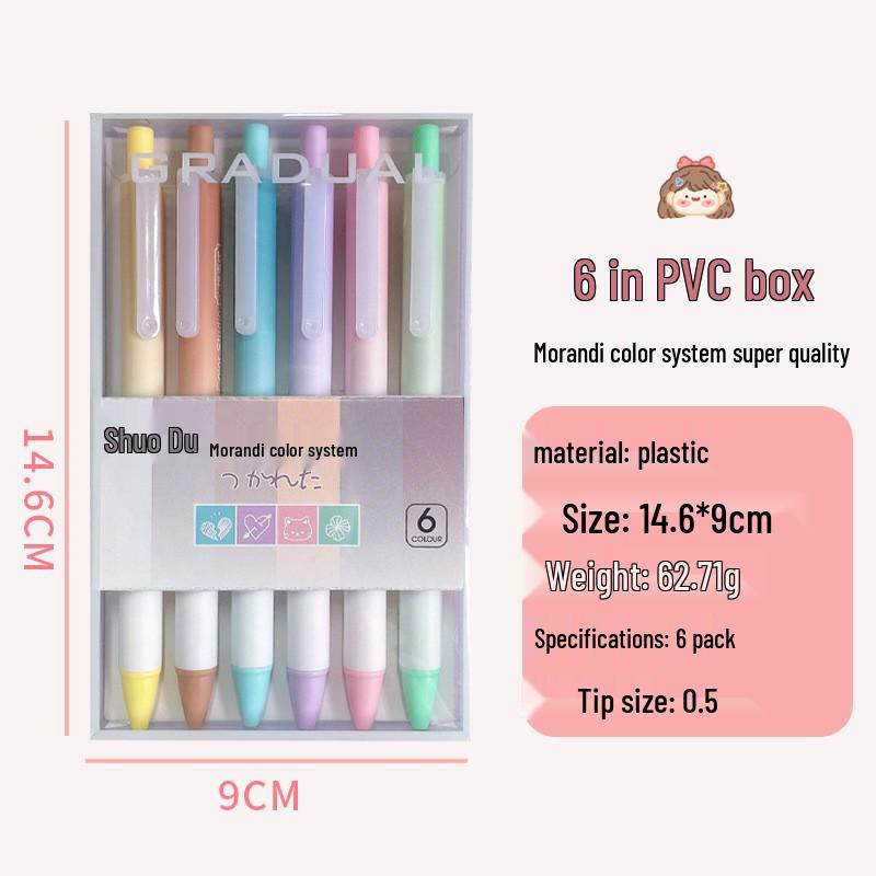 Morandi Color Quick-Dry Ballpoint Pen Set - High-Value Student Neutral Pen in Black