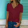 Women's V-neck Tunic Short Sleeve Loose Top T-shirt Plus Stylish Blouse Option
