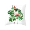 Housse de Coussin Décorative Flamant Rose Plantes Tropicales d'Été Feuilles Vertes Housse de Coussin à Jeter Housse de Coussin Flamant Rose