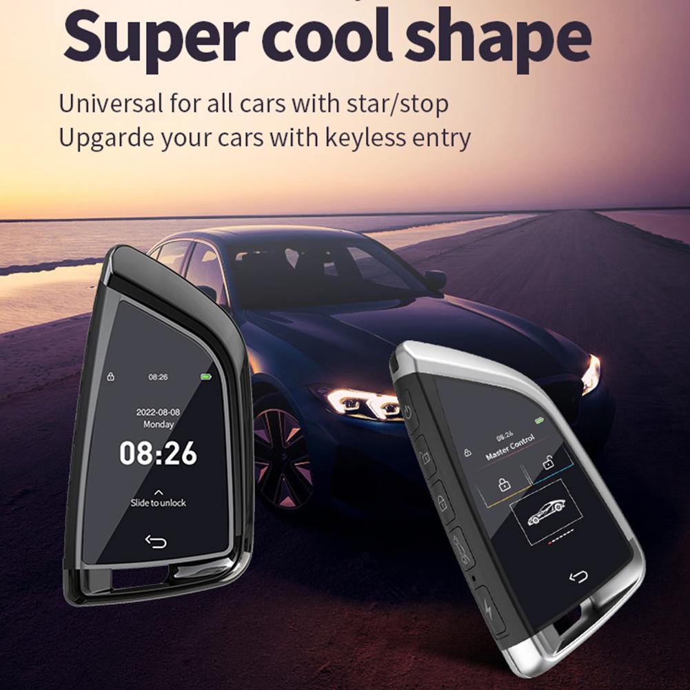CF568 Modified Remote Smart Key LCD Screen Keyless Entry Remote Control Car Key with On-BD for Start and Stop Engine Button Cars