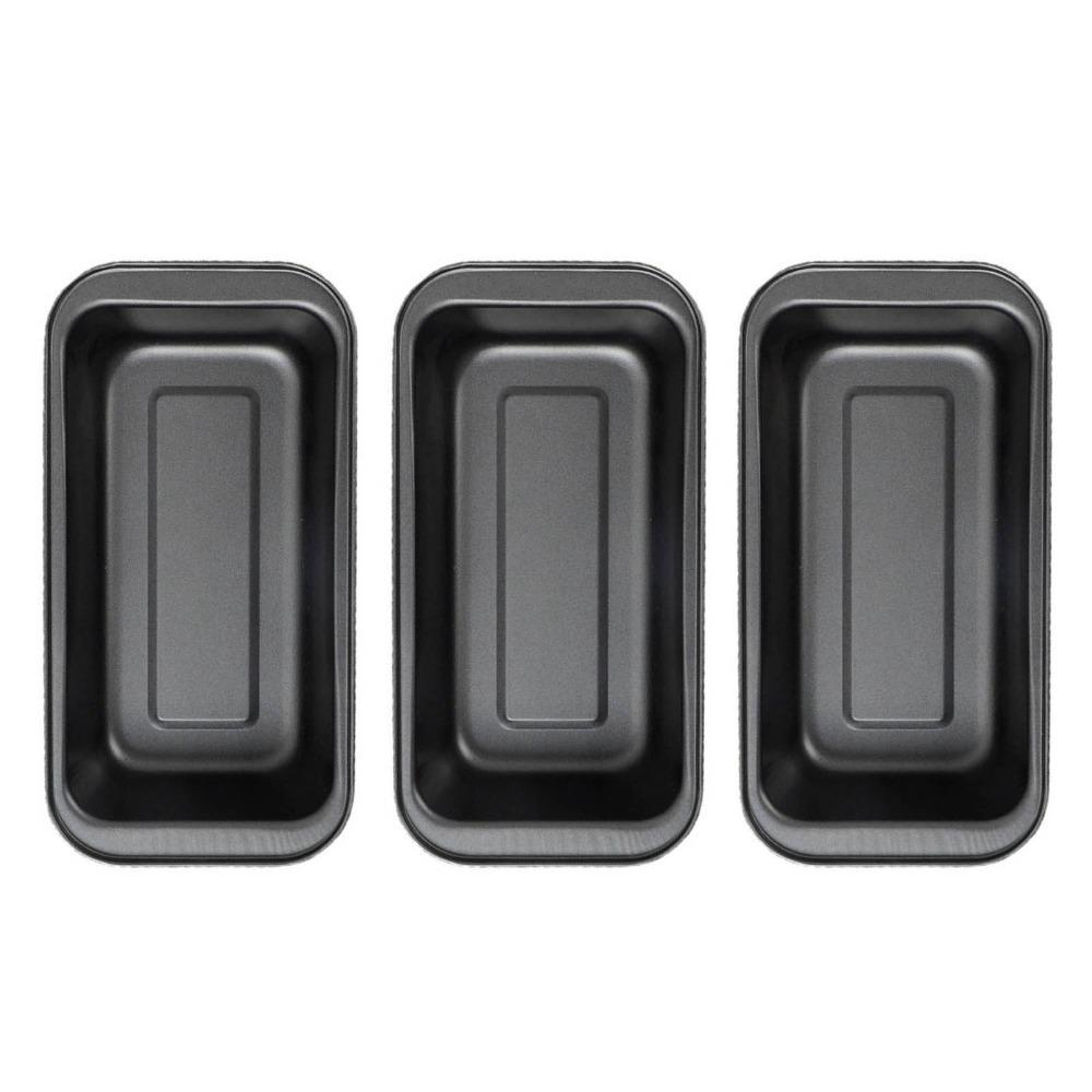 3pcs Carbon Steel Bread Baking Tin Nonstick Rectangle Baking Mold Home Baking Kitchen Dessert серый