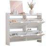 Modern Shoe Cabinet, with 4 Flap Compartments, Open Shelves, for Entrance Area or Hallway, White, Dimensions: W110/H90/D24 cm(OLD SKU:N657P201550W)