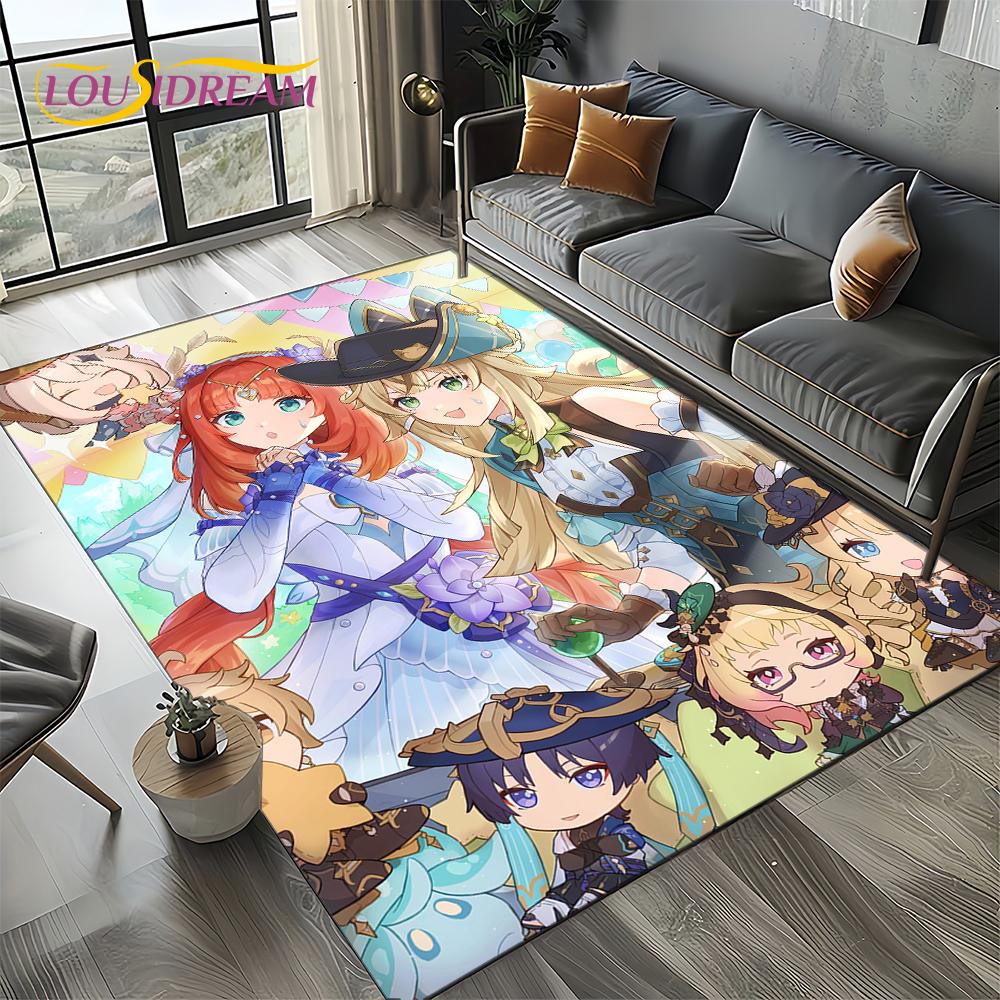 2025 New Cartoon Genshin Impact Character Solo Game Carpet Rug for Living Room Bedroom Home Sofa Decoration,Non-slip Floor Mat