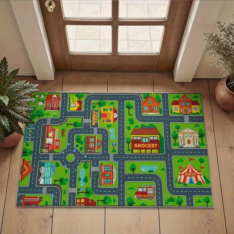 

Colorful City Traffic Vehicle Rug Soft Ultra Soft Bedroom Carpet Non Slip Decorative Mat Cartoon Theme Kids Fun Floor Cover 40x60CM