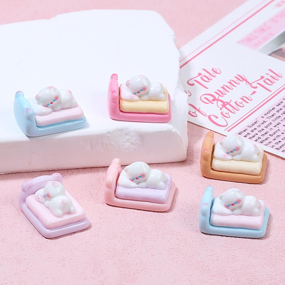 3D Lying Cat DIY Hair Clip Kit - Cream Glue & Resin Accessories