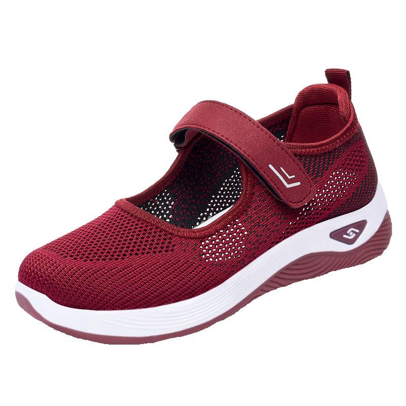 Frühling und Sommer Einzelnetz atmungsaktive Seniorenschuhe weichsohlige Laufschuhe Damen Klettverschluss Mutter Sandalen lässige Damenschuhe langlebig